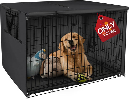 Explore Land Dog Crate Cover Heavy Duty Polyester Pet Kennel Sunshade Universal Fit for 36 inches Wire Cage (Black)