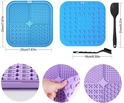 Lick Mat for Dogs and Cats, 7.9inch Licking Pad with Suction Cups, Slow Feeder Pet Bowls for Training and Bathing Grooming Large 4Pack