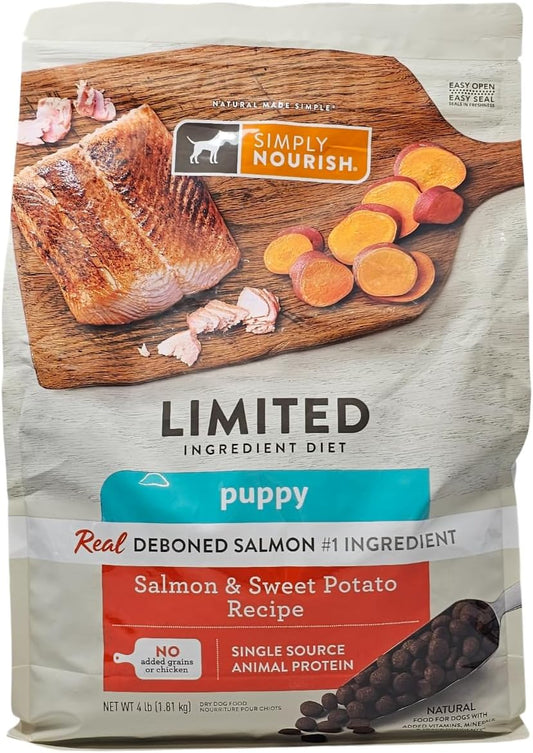 SIMPLY NOURISH Puppy Salmon and Sweet Potato Dry Dog Food, 4 Pound Bag