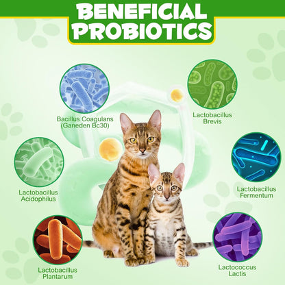 Cat Probiotic Powder with Prebiotics - 5 Billion CFU & 12 Strains to Treat Diarrhea, Vomiting, Digestive Support & Immunity Health