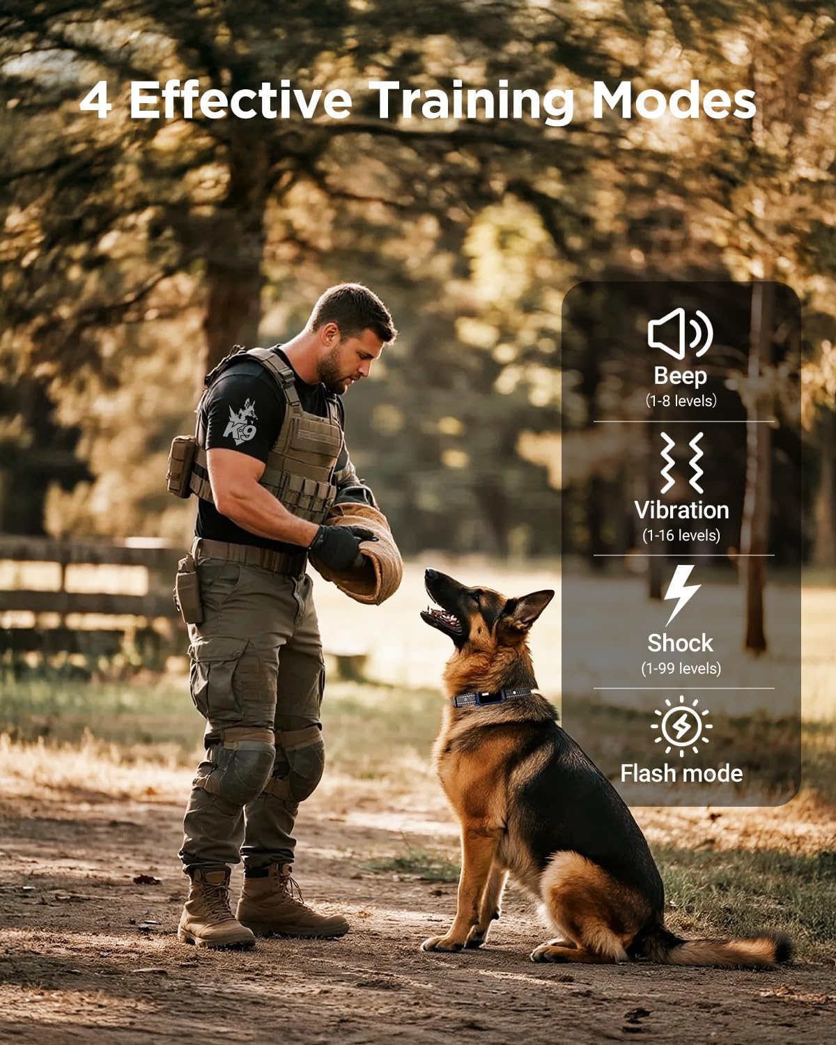 BLACKDOG Military Dog Shock Collar 2 Dogs (5-150lbs) - 4200ft Dog Training Collar with Remote, 4 Training Modes, Flashlight&Strobe, 90-Day Battery, IP67 Waterproof Dog E Collar for All Breeds (Blue)