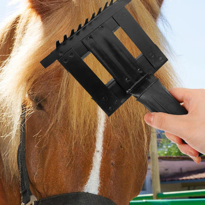 Horse Grooming Brush and Livestock Fur Scraper Metal Itch-Relief Comb Thickened Black for Animal Hair Cleaning and Pet Horse Care