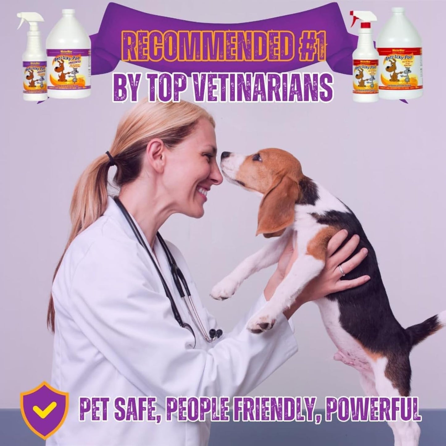 Mister Max Anti Icky Poo Pet Urine Enzyme Cleaner & Feces Odor Remover, Enzymatic Cleaner for Dog & Cat Urine, Pet Odor Remover Spray, 1 Gallon & Quart Size Unscented