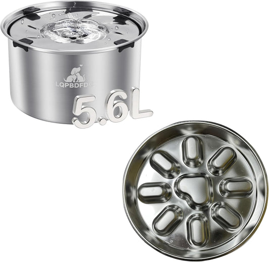 Dog Water Bowl No Spill and Slow Feeder Dog Bowl, 304 Stainless Steel