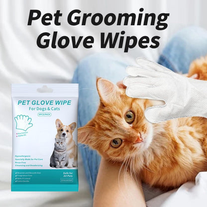 Disposable pet Cleaning Gloves Wet Wipes, Suitable for Daily Cleaning and Travel use. Two Packs of unscented Glove Wet Wipes (Green Packaging, 12 Pieces Each) + 1 Pack of Wet Wipes (as a Gift)