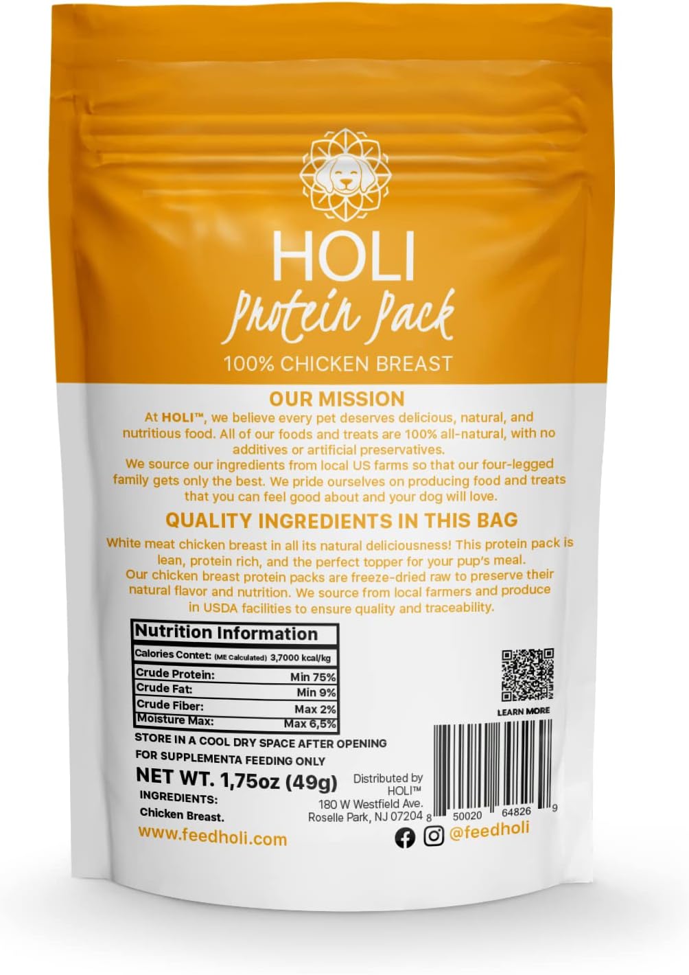 HOLI Freeze Dried Chicken Dog Food Topper - Single Ingredient, Human-Grade Lean Chicken Breast - Dog Food Flavor Enhancer for Picky Dogs – 100% All Natural - 1.75oz