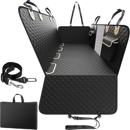 SHARLOVY Back Seat Extender for Dogs, Heavy Duty Dog Car Seat Cover for Back Seat and Aggressive Chewer, Large Hard Bottom Seat Cover for Dogs, Dog Hammock for Car, Travel Pet Bed for Car, SUV, Truck