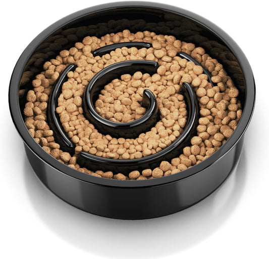 Slow Feeder Dog Bowl Reduces Fast Eating Improves Digestion Stop Bloat Prevent Choking for Medium and Large Dogs Black