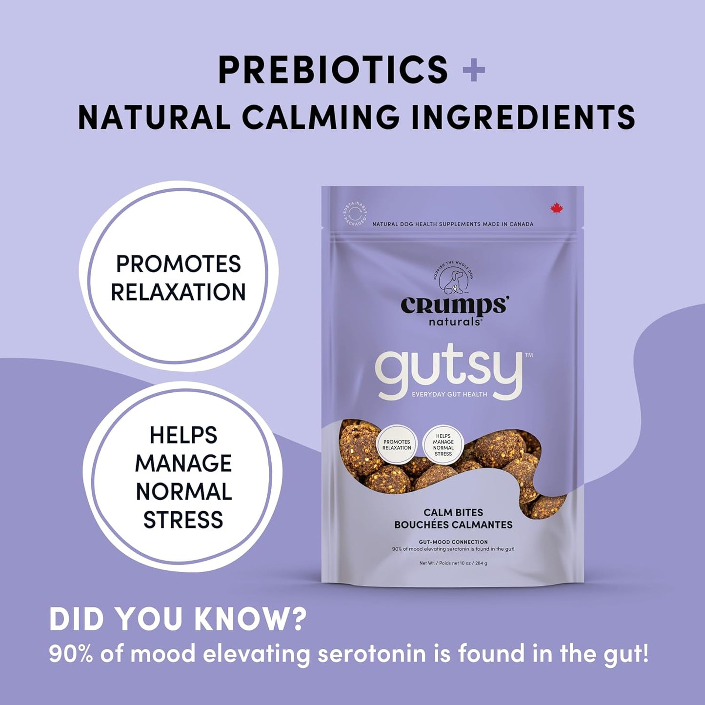 CRUMPS NATURALS Gutsy-Calm Bites 4.6oz/130g, Dog Treats, Supplements