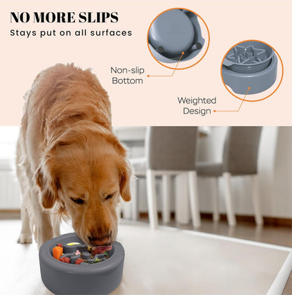 AVERYDAY Slow Feeder Dog Bowl Set with 1 Base and 3 Puzzle Inserts Customizable Design BPA-Free and Dishwasher Safe for Small Medium Large Dogs