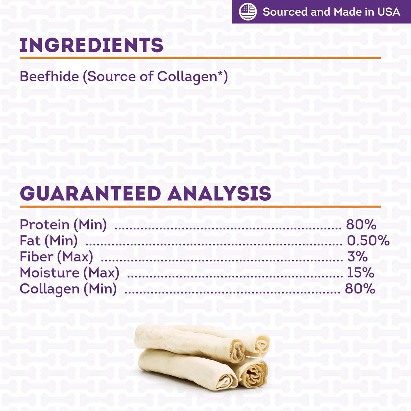 USA Collagen Rolls 9-10" Dog Chew Treats - Natural Flavor, 4 Count/1 Pack