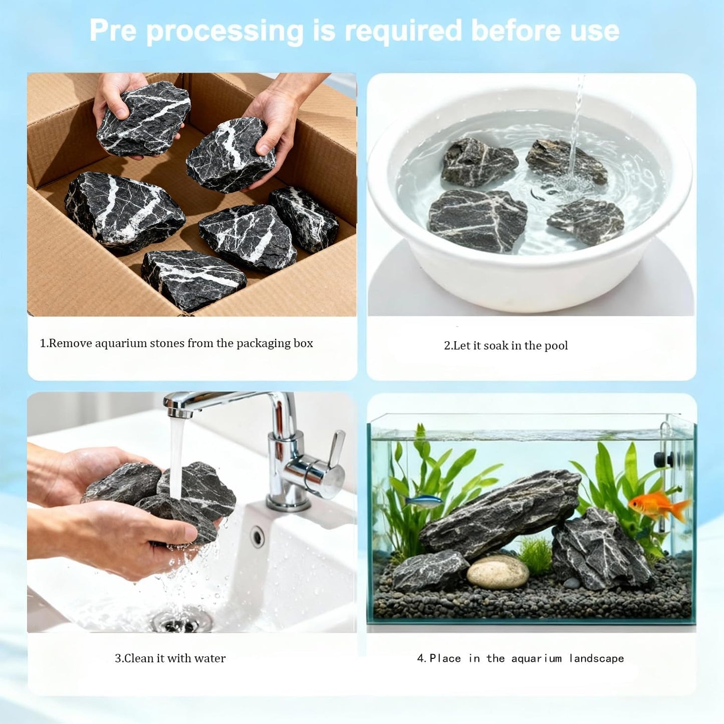 Aquarium Rocks Seiryu Stone Natural Hardscape Stone for DIY Aquariums, Fish Tanks, Bonsai, Terrariums, Paludarium Amphibian Enclosures (10Lb (3-8 inch), Seiryu Stone)