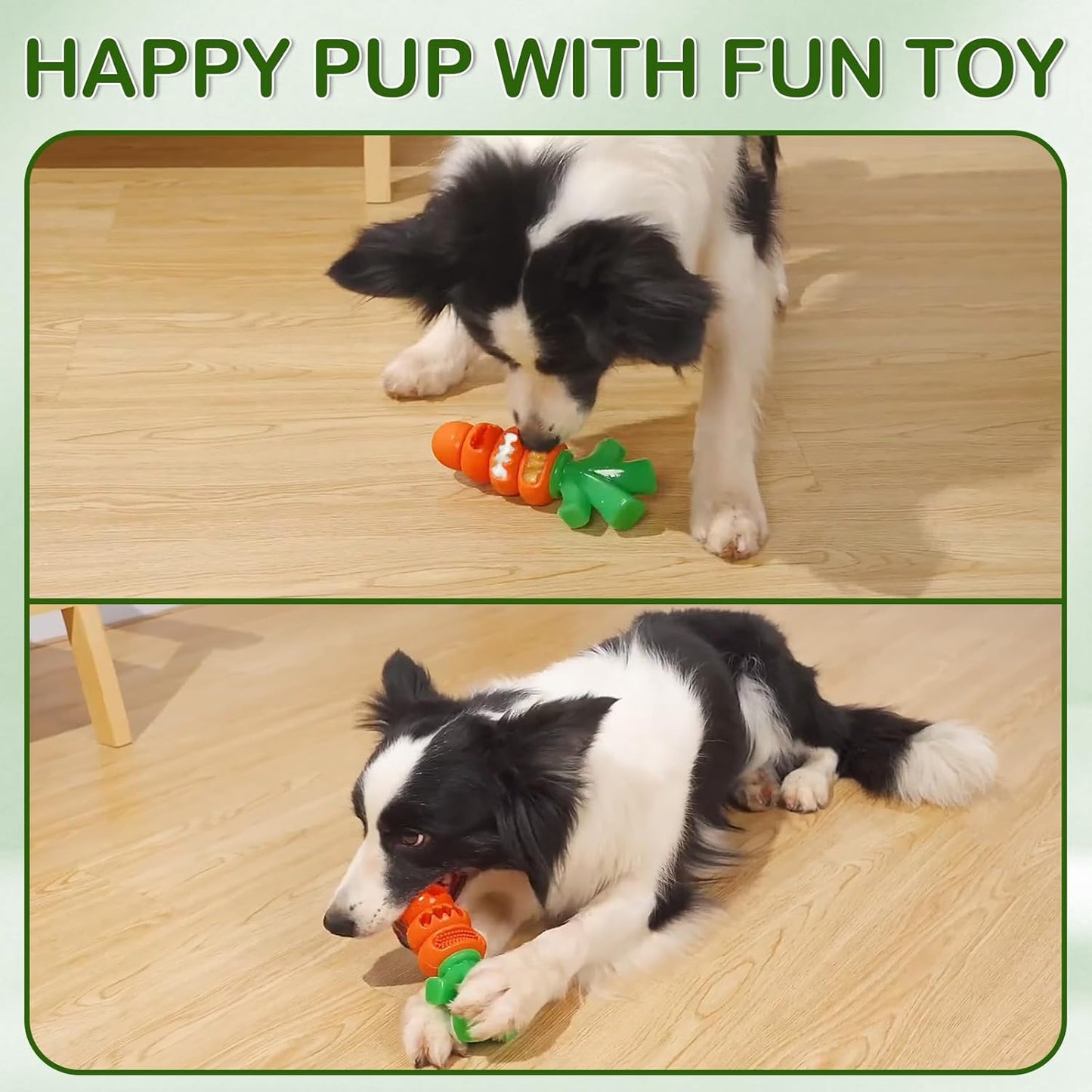 Tough Dog Toys for Aggressive Chewers: 7" Bacon Flavored Dog Chew Bone, Hard Nylon & Rubber Teeth Cleaning Toy, Carrot-Shaped Dog Chew Toy for Large Medium Breed 20-70lbs