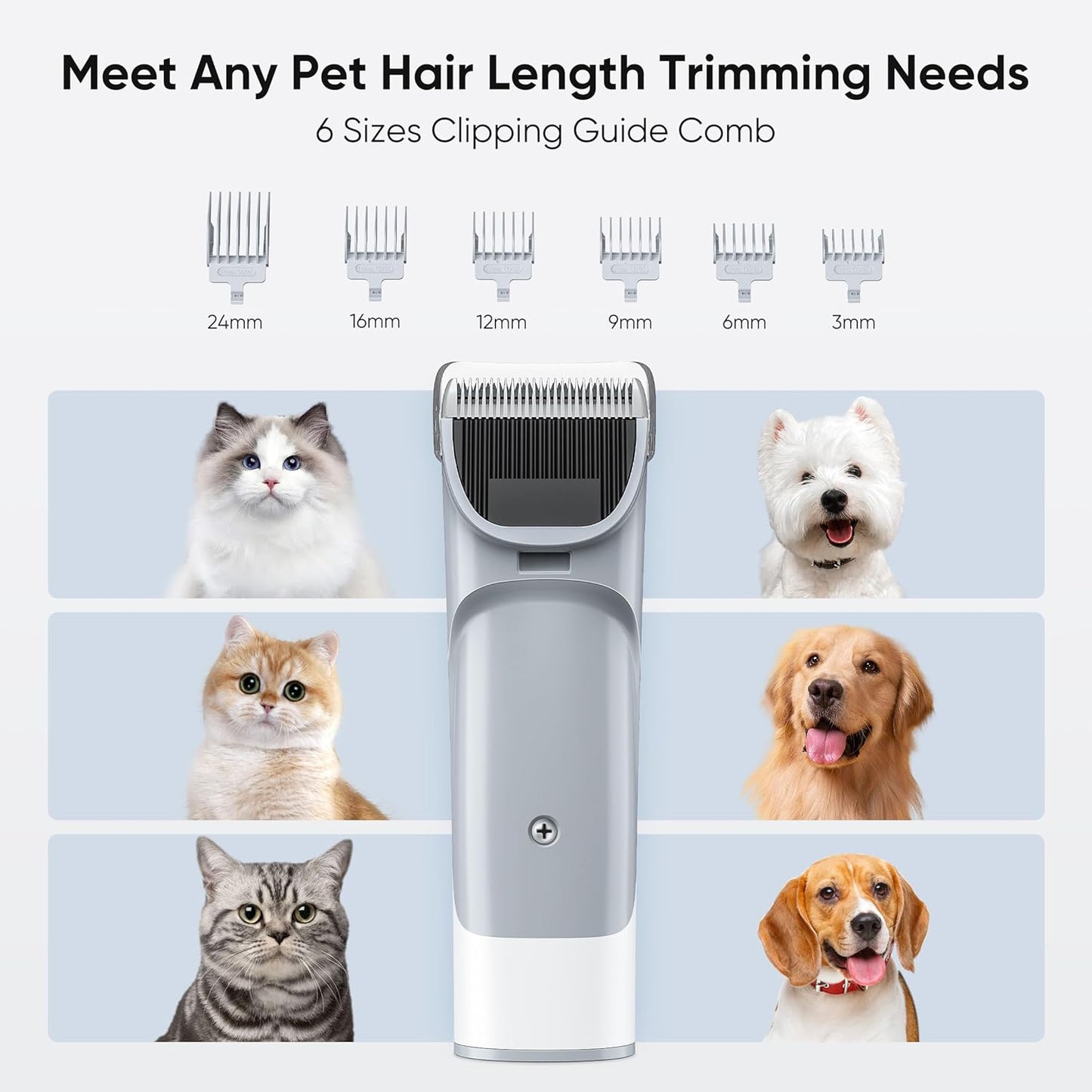 NEWBULIG 5-in-1 Pet Grooming Vacuum Kit, 2.5L Dust Cup, 3 Suction Modes and 5 Groomer Tools, Dog Clippers with Cordless Low Noise for Cats, Dogs Other Animals Hair Trimmer