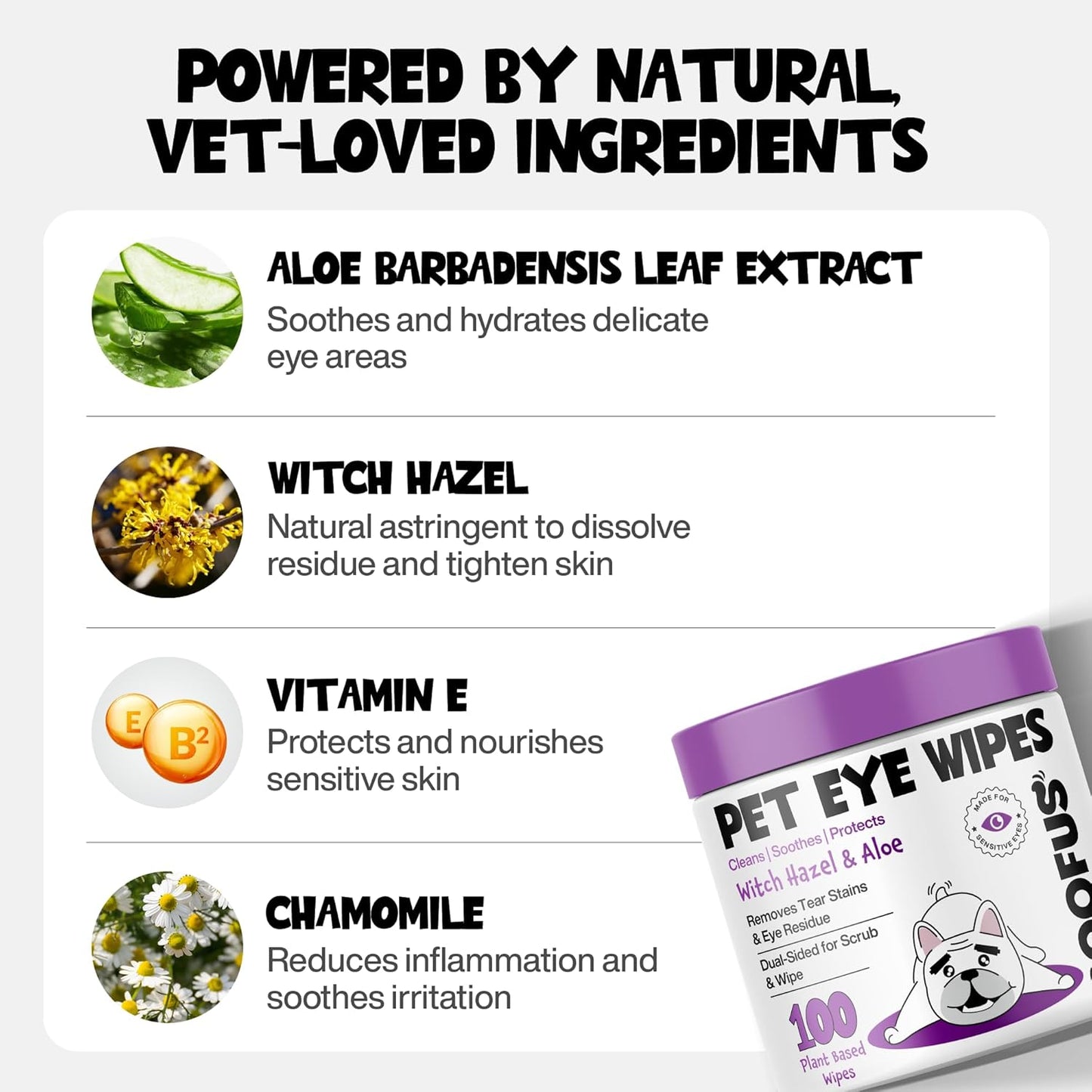 Dog Eye Wipes 100 Counts - Dog Tear Stain Remover for Dogs - Hypoallergenic Pet Eye Cleaner Wipes for Dogs & Cats