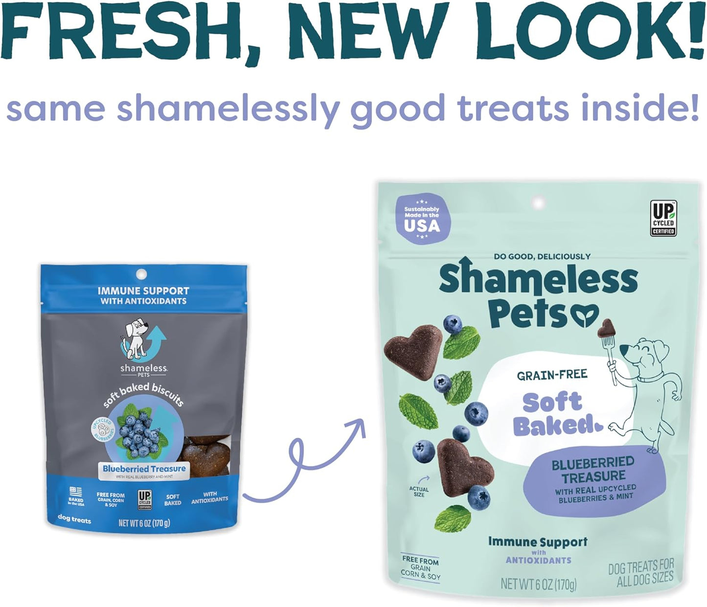 Shameless Pets Soft-Baked Dog Treats, Blueberried Treasure - Natural & Healthy Dog Chews with Mint for Immune Support - Made in USA, Free from Grain, Corn & Soy - 1-Pack