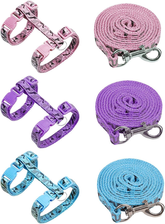 3 Pack Cat Leash and Harness Set, Lightweight Adjustable Collar Escape Proof for Cats