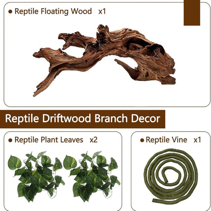 Hamiledyi Reptile Driftwood Branch Decor Terrarium Ornament Wood Climbing Natural Aquarium Driftwood Decoration for Snake Bearded Dragon Leapord Gecko Lizard Iguana