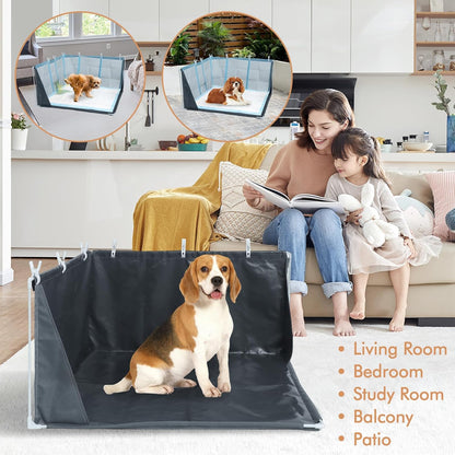 Dog Pee Pad Holder with High Walls, Portable Dog Litter Box for Inside Potty, Splash-Proof No Spill Pee Shield Pad Holder Tray for Puppies Small and Medium Dogs (Grey, Only Pee Pad Holder)