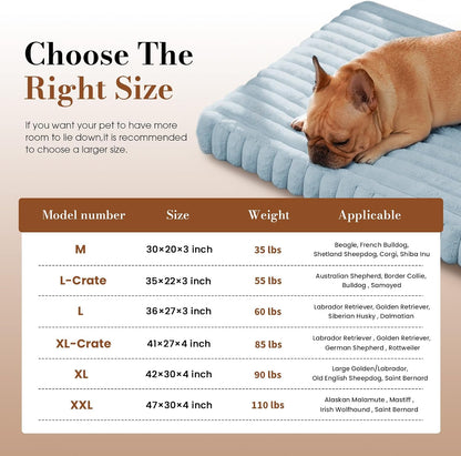 Extra Large Dog Bed for Crate, Orthopedic Dog Bed with Waterproof Lining, Soft Short Plush Surface & Egg Crate Foam, Machine Washable Pet Bed with Removable Cover & Anti Slip Bottom