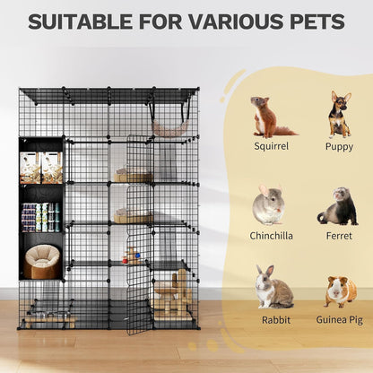 DWVO 5 Tier Large Cat Cage Indoor: Kitten Enclosure DIY Playpen Catio with Large Hammock for 1-4 Cats