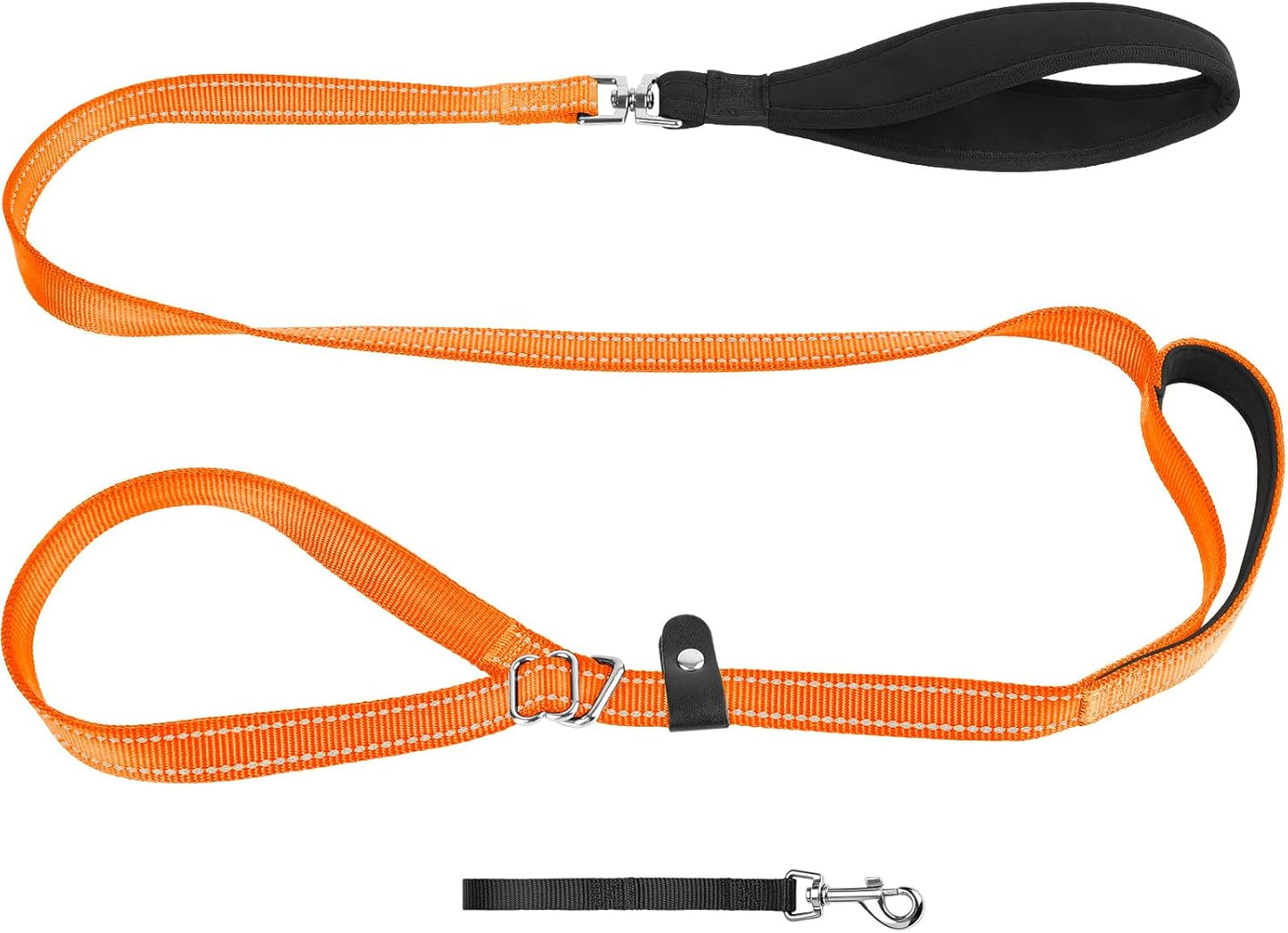 XiaZ Slip Lead Dog Leash, 6 FT Flat Rope Slip Leash with Double Handles and Collar Attachment, No Pull Pet Training Lead with Highly Reflective for Small Medium Large Dogs Orange