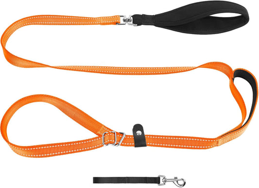 XiaZ Slip Lead Dog Leash, 6 FT Flat Rope Slip Leash with Double Handles and Collar Attachment, No Pull Pet Training Lead with Highly Reflective for Small Medium Large Dogs Orange