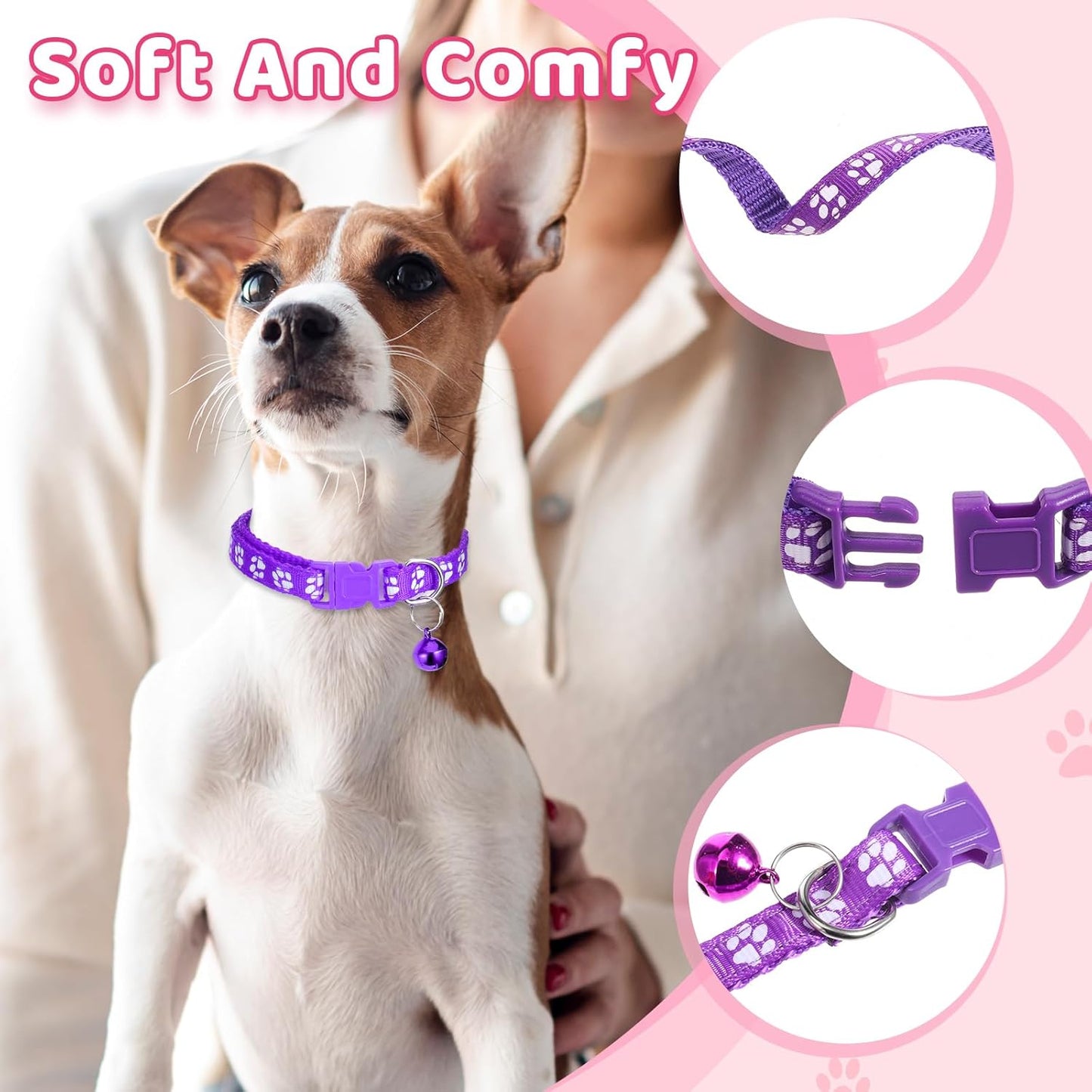 Giantree Puppy Collar with Bell, Puppy Whelping Collars, 8-Pack Basic & Reflective Cat Collars with Bells Colourful Adjustable Dog Collar for Small Pet Female Dogs Tiny Kitten Girls Animal