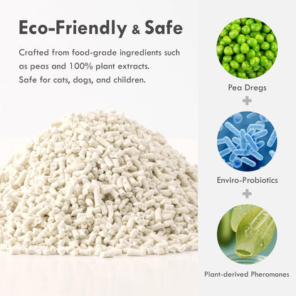 New Cat Home Set – Attractant Granular Tofu Cat Litter 9lb (Mini-Pellet) & Non-Stick Spray for Automatic Boxes | Strong Clumping, Low Dust, Easy Cleanup