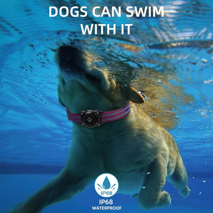 Airtag Dog Collar, 100% Waterproof Integrated Apple Air Tag Dog Collars, Reflective GPS Dog Collar with Hard PC AirTag Holder Case for Small Medium Large Dog (Red)