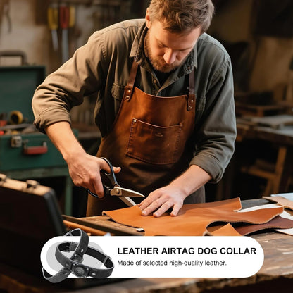 Leather AirTag Dog Collar - IPX8 Waterproof Dog Collar with AirTag Holder|Reflective, High - End, Adjustable Soft Padded |Dog GPS Collar Tracker Fit for Medium Large Dogs (Black, XL)