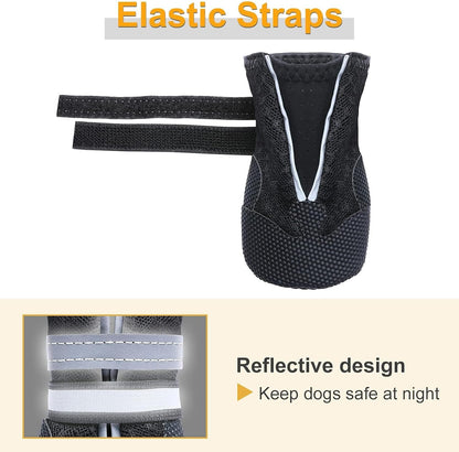 Dimicoo Breathable Dog Boots for Medium Large Dogs,Non-Slip Dog Shoes for Winter Snow and Summer Hot Pavement,Lightweight Paw Protector Dog Booties for Outdoor Walking Indoor Hardwood Floors