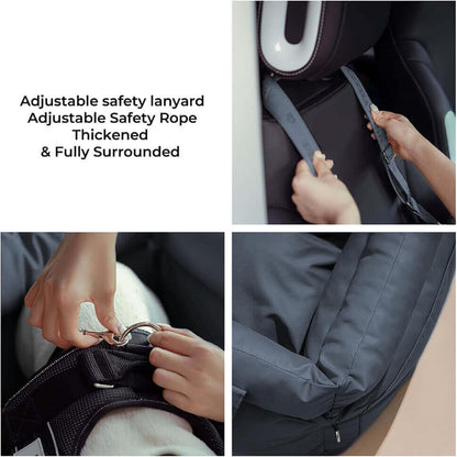 FUNNYFUZZY Leather Dog Car Seat for Small ＆ Medium Sized Dogs Up to 35lbs, Waterproof and Washable Dog Booster Seat Car Bed for Travel and Home,Portable and Safety(Blue)