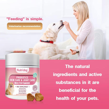 Multivitamin Chews for Dogs - Dog Vitamins with Probiotics, Glucosamine & Digestive Enzymes, Supports Joint Health, Immune System & Gut for Senior & Puppy,Chicken Flavor, 30Ct (ND-015)