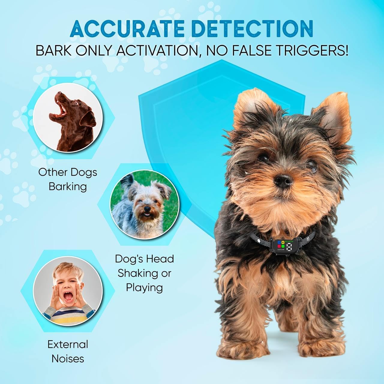 Tiny Bark Collar for Small Dogs 5-15 lbs and Puppies - No Shock Anti Barking Collar - Rechargeable Smart Collar for Dog Training with 7 Sensitivity Levels and 3 Beep&Vibration Modes (Black)