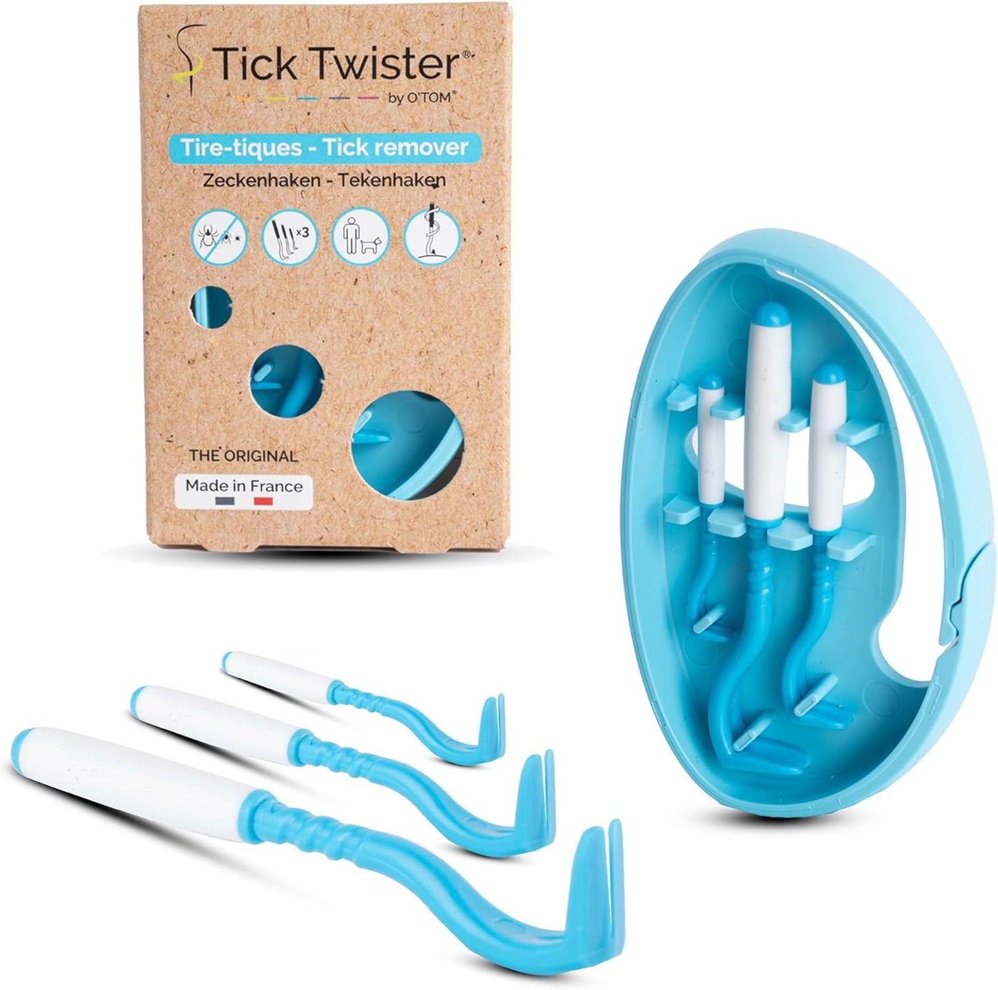 Tick Twister Tick Remover for Dogs and Human - Made in France - Tick Puller for Humans and Dogs - 3 Different Sizes - Dog Tick Removal Tool - Also for All Other Pets - Tick Nipper in