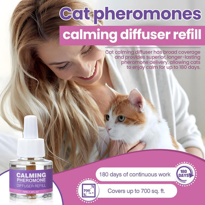 Cat Pheromones Calming Diffuser Refills 6 Packs, Calm Cat Pheromone Diffusers Refill Multicat Plug in Diffuser Relaxants for Cat Anxiety and Stress