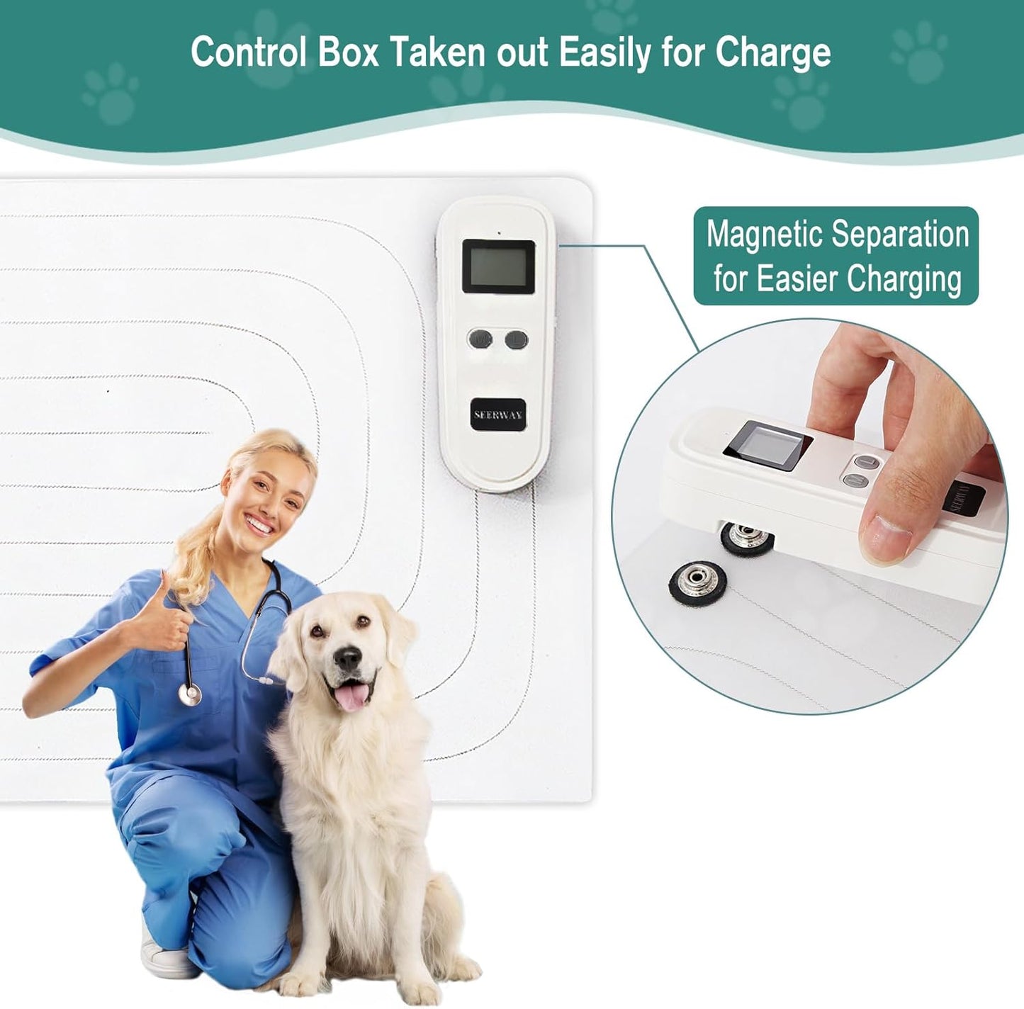 SEERWAY 2 Rechargeable Pet Shock Mats Same Size, Cat Repellent Pad, Cat Deterrent Mat, Electric Training Mat Keeps Dogs and Cats Off Sofa, Couch, Bed and Countertop (48"x20")