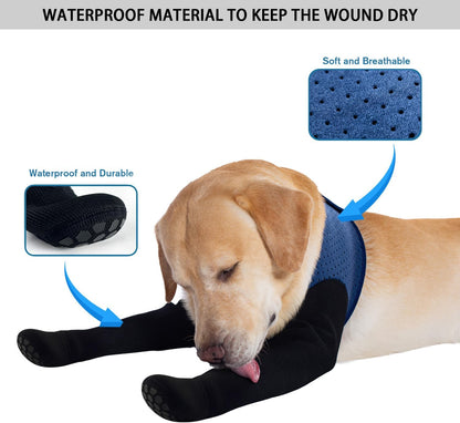 COODEO Dog Socks to Prevent Licking Paws, Dog Healing Boots & Paw Protectors with Non-Slip Bottoms to Protect Wounds, Waterproof Sleeve Dog Shoes for Licking (Blue, XL)
