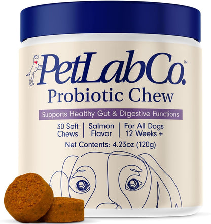 PetLab Co. Probiotics for Dogs, Support Gut Health, Occasional Diarrhea, Digestive Health & Seasonal Allergies - Salmon Flavor - Packaging May Vary - 30 Soft Chews