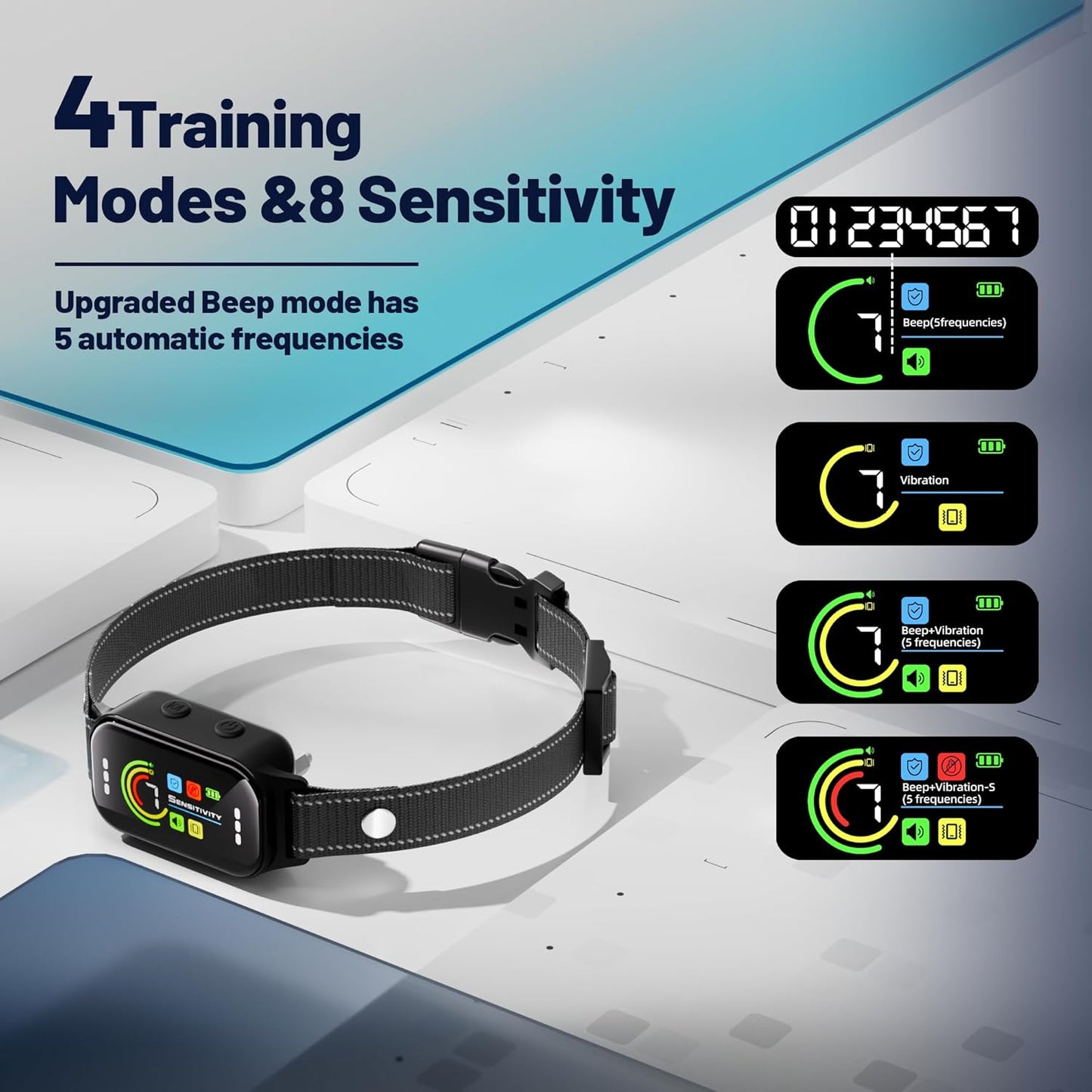 JEUJE Dog Bark Collar 2 Pack, Bark Collar for Large Medium Small Dogs 8-120lbs, AUTO Barking Collar, Bark Training Collar with 7-Level Sensitivity + 5 Safety Modes Humane Training System