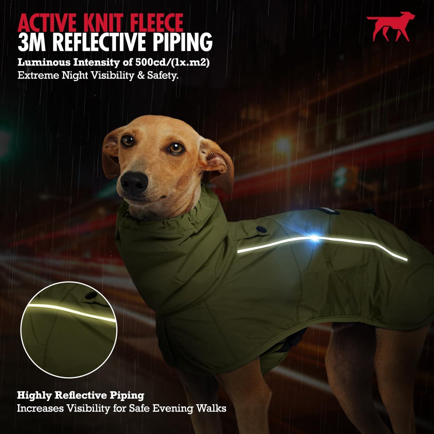 Tuff Pupper Waterproof Dog Raincoat | Full-Body Windproof Rain Jacket for Dogs | Reflective Strips | Breathable Mesh Lining | Adjustable Fit | Leash Port | Small Medium Large XL XXL Dogs (Olive, XL)