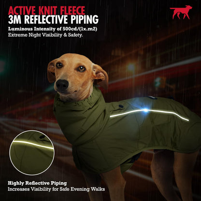 Tuff Pupper Waterproof Dog Raincoat | Full-Body Windproof Rain Jacket for Dogs | Reflective Strips | Breathable Mesh Lining | Adjustable Fit | Leash Port | Small Medium Large XL XXL Dogs (Olive, XL)