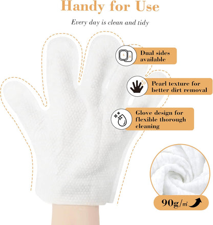 Pet Cleaning Glove Wipes - Coconut Oil & Chamomile Infused, Tame Fur & Banish Odors for Dogs/Cats/Small Furry Pets, Mild Rinse-Free Natural Wipes (8PCS)