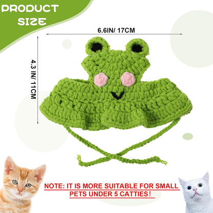 Charming Cat Hat Small Cartoon Themed Knit Cute Cats Bonnet Soft Festive Cats Costumes Halloween Christmas Holiday Party Clothes Head Wear Accessories for Puppy Cat Kitten Dogs Pets Animals (Green)
