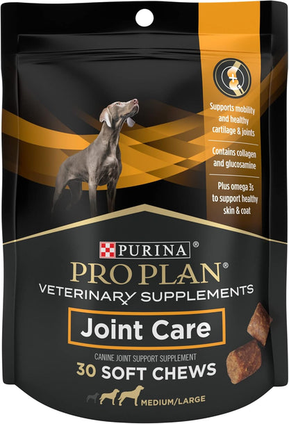 Purina Pro Plan Veterinary Large Breed Dog Joint Care Supplement with Glucosamine, Chondroitin, and Collagen to Support Hip and Joint Health – 30ct Pouch