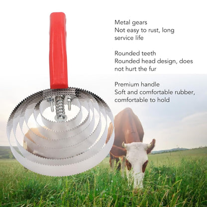 3pcs Horse Curry Comb Set, Stainless Steel Grooming Comb for Horses, Multipurpose Double Sided Design with 4 Rings 5 Rings 6 Rings, Comfortable Handle for Cattle Goat Dogs and Othe