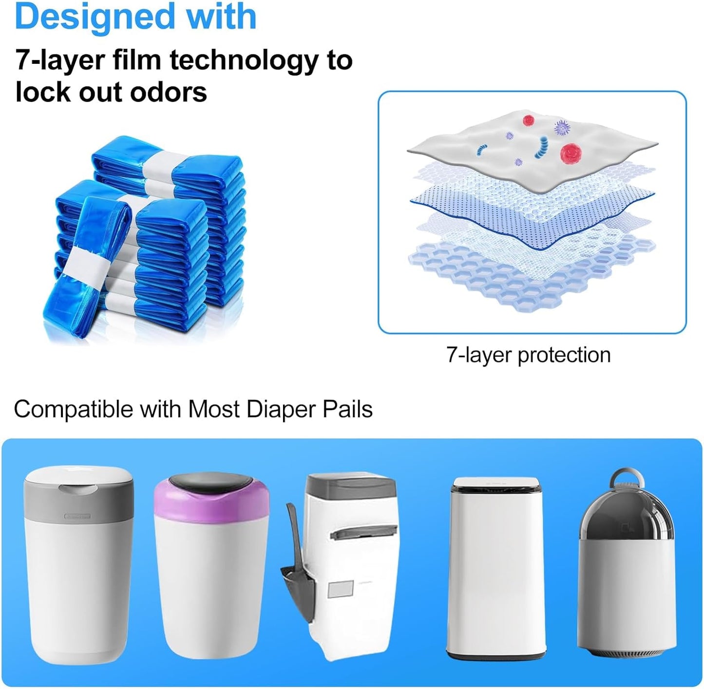 Cat Litter Refill Bags, Diaper Refills With 9 Pack Refill, Toughness Compatible and Excellent Sealing With all Cat Refill Bags and Diaper Refills