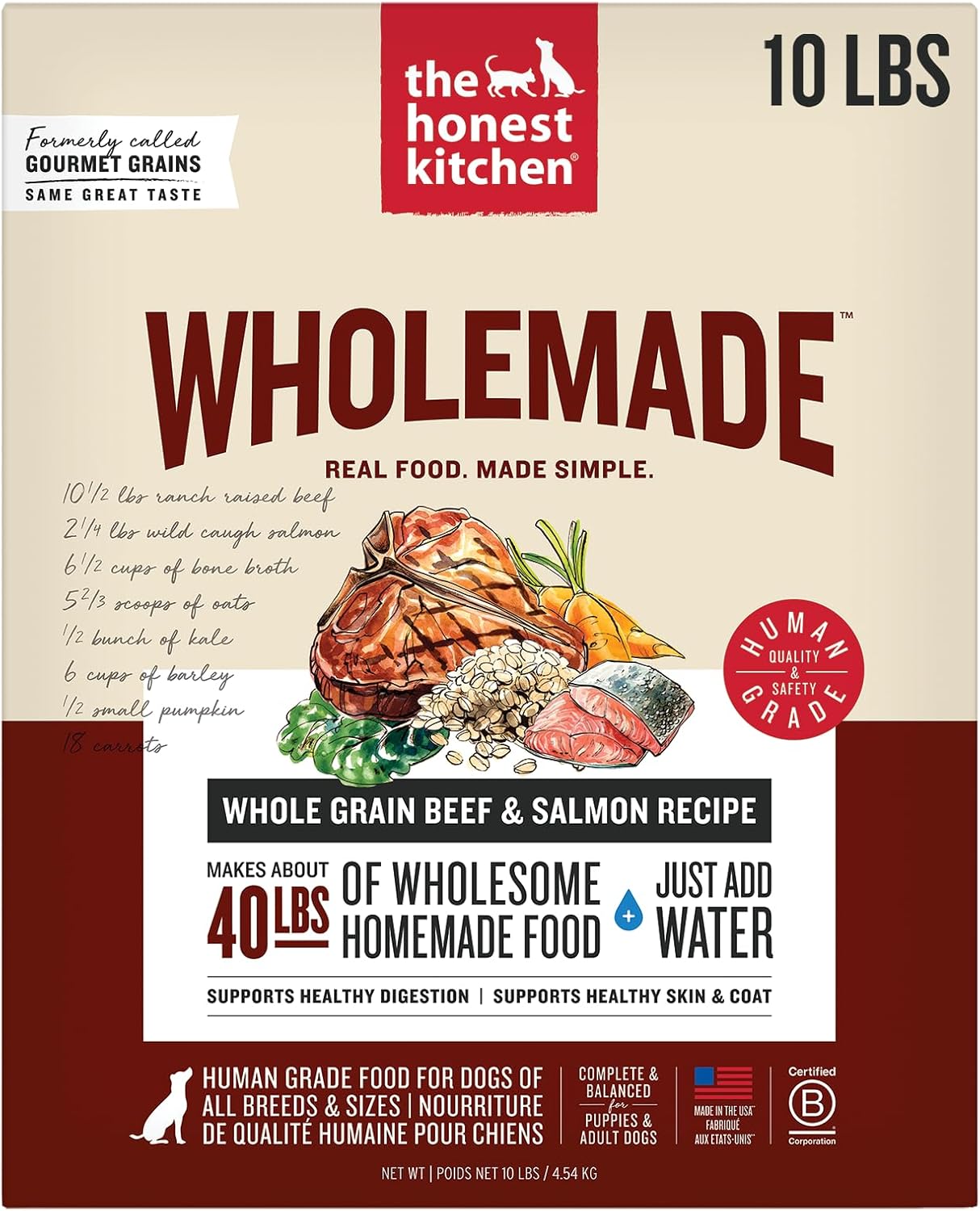 The Honest Kitchen Wholemade™ Dehydrated Whole Grain Beef & Salmon Dog Food, 10 lb Box
