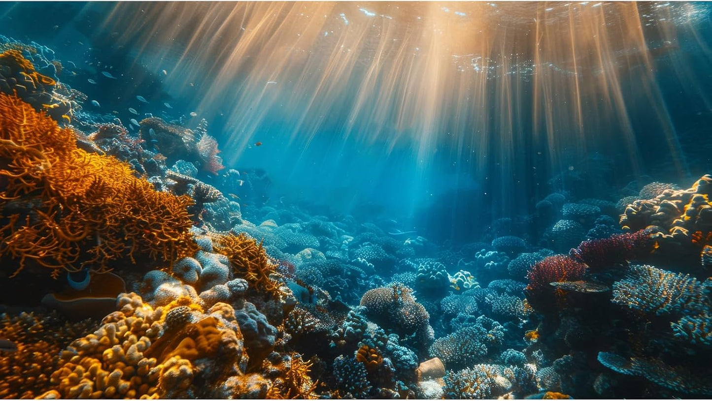 Aquarium Background, Ocean Fish Tank Background, Terrarium Background Cloth 27.6 x 11.8 inches